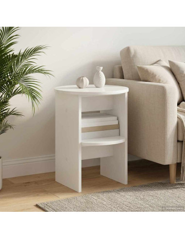 Mobile laterale Bianco Lucido Ø40 x 50 cm Legno ingegnerizzato