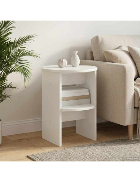 Mobile laterale Bianco Lucido Ø40 x 50 cm Legno ingegnerizzato