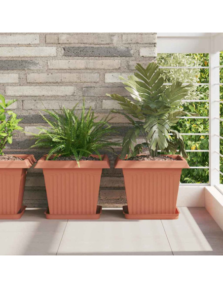 Vassoio Quadrato per Fiori 6 pcs Rosso Mattone Plastica