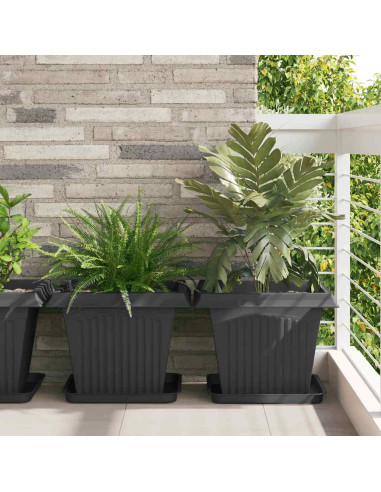Vassoio Quadrato per Fiori 6 pcs Nero 36 x 36 x 2.5 cm Plastica