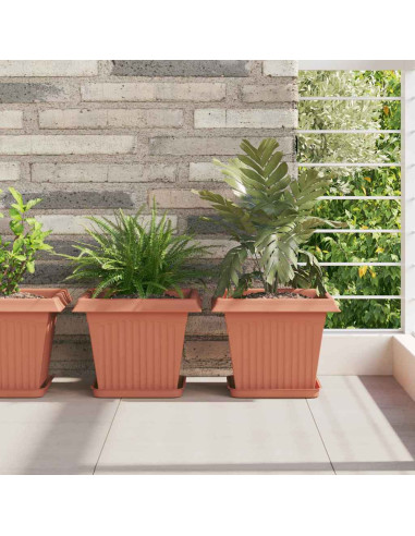 Vassoio Quadrato per Fiori 24 pcs Rosso Mattone 21 x 21 x 2 cm