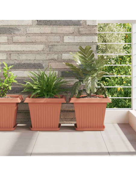 Vassoio Quadrato per Fiori 24 pcs Rosso Mattone 21 x 21 x 2 cm