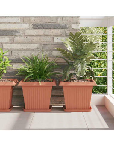 Vassoio Quadrato per Fiori 24 pcs Rosso Mattone Plastica