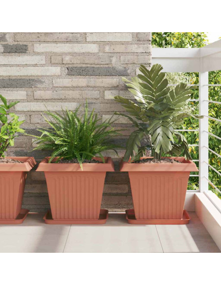 Vassoio Quadrato per Fiori 24 pcs Rosso Mattone Plastica