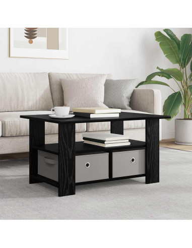 Tavolino da salotto con cassetto Rovere Nero 77 x 55 x 42 cm