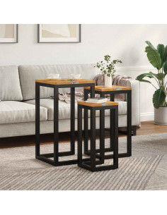 Tavolo Nesting 3 pcs Marrone Legno di teak solido