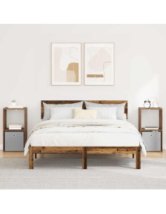 Comodino con cassetto 2 pcs Legno vecchio 35 x 32 x 68,5 cm