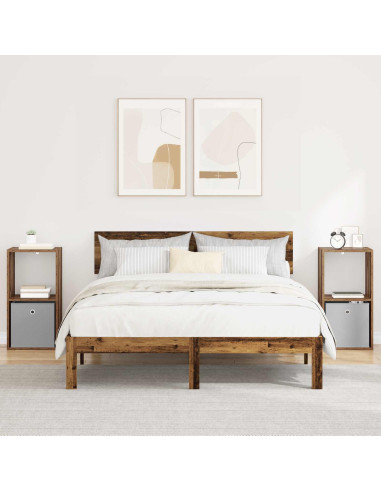 Comodino con cassetto 2 pcs Legno vecchio 35 x 32 x 68,5 cm