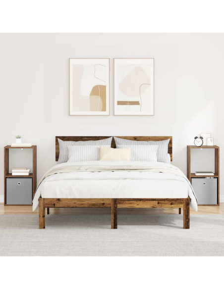 Comodino con cassetto 2 pcs Legno vecchio 35 x 32 x 68,5 cm