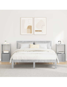 Comodino con cassetto 2 pcs Grigio cemento 35 x 32 x 68,5 cm
