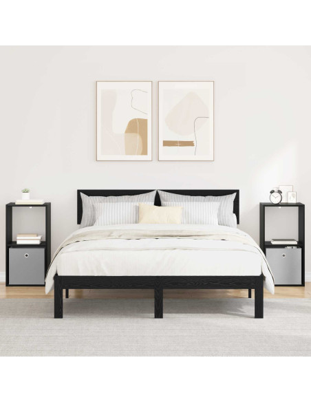 Comodino 2 pcs Rovere Nero 35 x 32 x 68,5 cm Legno multistrato