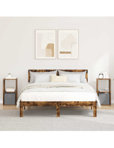 Comodino con cassetto 2 pcs Rovere fumé 30,5 x 27 x 59,5 cm