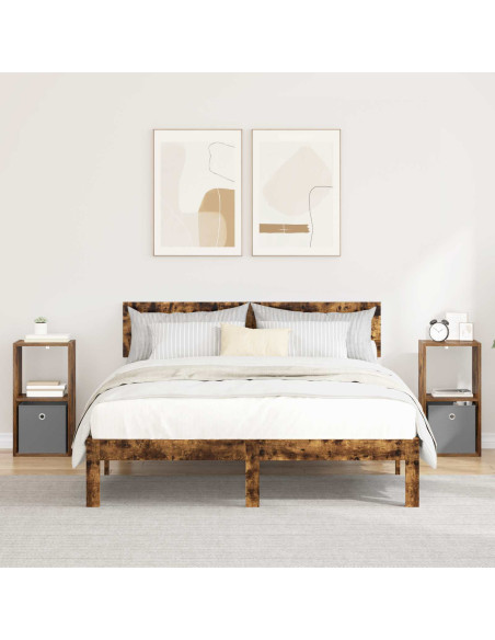 Comodino con cassetto 2 pcs Rovere fumé 30,5 x 27 x 59,5 cm