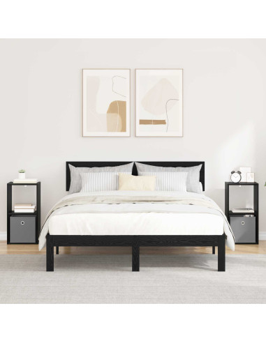 Comodino con cassetto 2 pcs Rovere Nero 30,5 x 27 x 59,5 cm