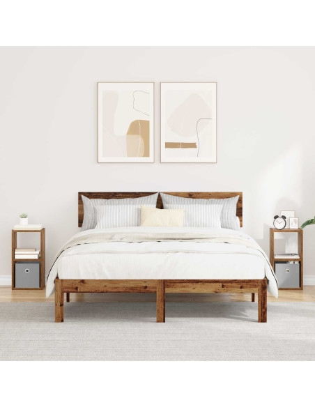 Comodino con cassetto 2 pcs Legno vecchio 25,5 x 22 x 49,5 cm