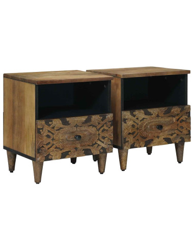 Mobiletto da Letto con cassetto 2 pcs Marrone 40 x 33 x 46 cm