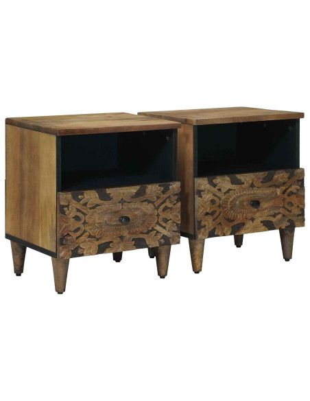 Mobiletto da Letto con cassetto 2 pcs Marrone 40 x 33 x 46 cm