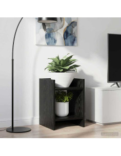 Supporto per piante con lo scaffale Rovere Nero 30 x 30 x 40 cm