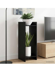 Supporto per piante con lo scaffale Rovere Nero 30 x 30 x 80 cm