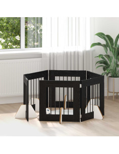 Cancello per cani con supporti 6 pcs Rovere Nero 60 x 60 cm
