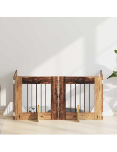 Cancello per cani con supporti 4 pcs Legno antico 60 x 60 cm