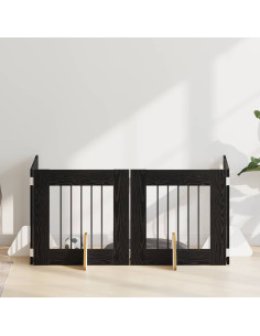 Cancello per cani con supporti 4 pcs Rovere Nero 60 x 60 cm