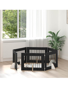 Cancello per cani con supporti 6 pcs Rovere Nero 80 x 60 cm