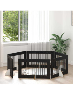 Cancello per cani con supporti 6 pcs Rovere Nero 100 x 60 cm