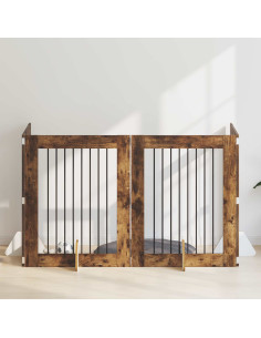 Cancello per cani con supporti 4 pcs Rovere Fumo 80 x 100 cm