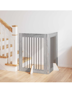 Cancello per cani con supporti 2 pcs Grigio Sonoma 80 x 100 cm