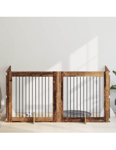 Cancello per cani con supporti 4 pcs Legno antico 100 x 100 cm