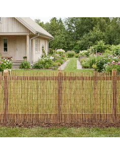 Recinzione per Giardino Carbonizzato 300 x 100 cm Giunco