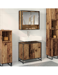 Set di mobili per il bagno con lo scaffale 2 pcs Legno vecchio
