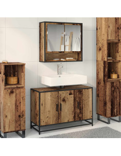 Set di mobili per il bagno con lo scaffale 2 pcs Legno vecchio