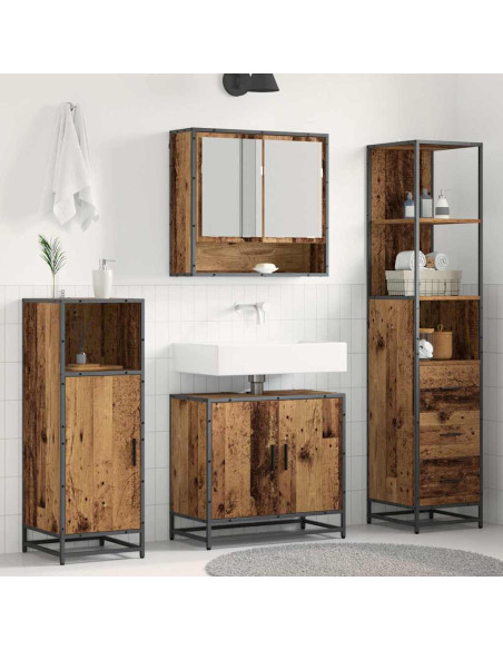 Set di mobili per il bagno con cassetto 3 pcs Legno vecchio