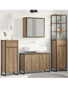 Set di mobili per il bagno Rovere artigianale Legno multistrato