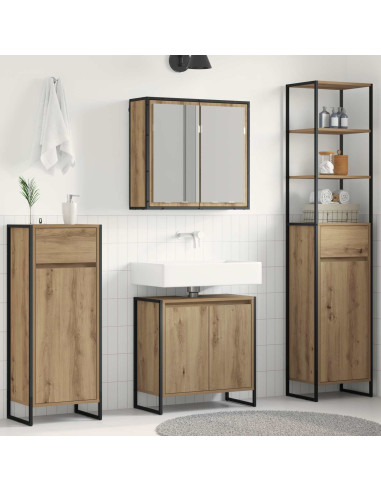 Set di mobili per il bagno Rovere artigianale Legno multistrato
