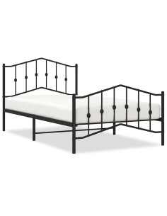 Giroletto con Testiera e Pediera Metallo Nero 100x200 cm