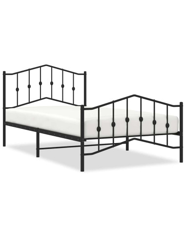 Giroletto con Testiera e Pediera Metallo Nero 100x200 cm