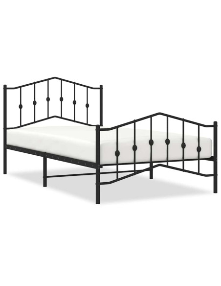 Giroletto con Testiera e Pediera Metallo Nero 100x200 cm