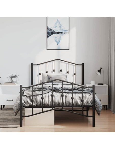 Giroletto con Testiera e Pediera Metallo Nero 100x200 cm