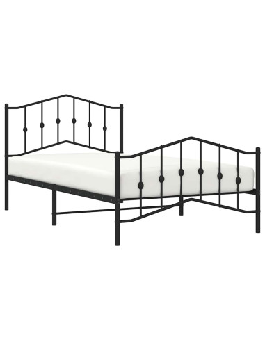 Giroletto con Testiera e Pediera Metallo Nero 100x200 cm