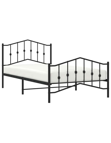 Giroletto con Testiera e Pediera Metallo Nero 100x200 cm