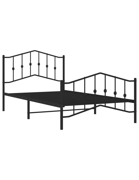 Giroletto con Testiera e Pediera Metallo Nero 100x200 cm