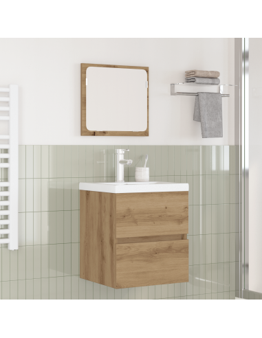 Set di mobili per il bagno 2 pcs Rovere Nero e Bianco
