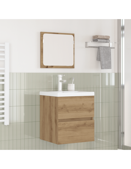 Set di mobili per il bagno 2 pcs Rovere Nero e Bianco