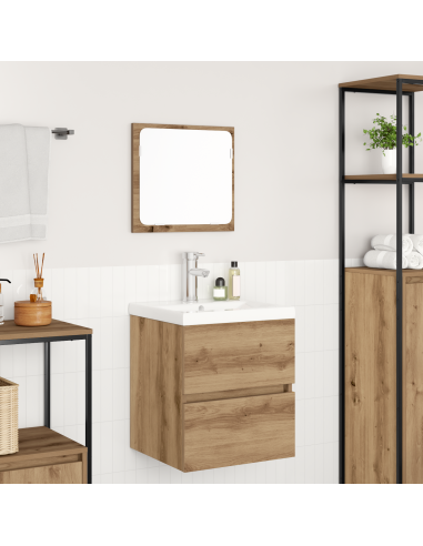 Set di mobili per il bagno 2 pcs Rovere Nero e Bianco