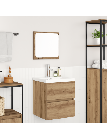 Set di mobili per il bagno 2 pcs Rovere Nero e Bianco
