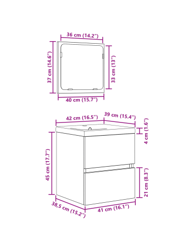 Set di mobili per il bagno 2 pcs Rovere Artigiano e Bianco