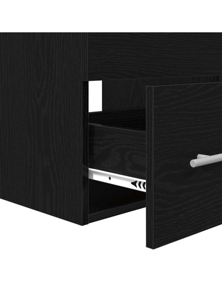 Set di mobili per il bagno 2 pcs Rovere Nero Legno multistrato